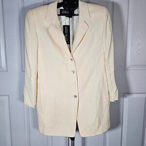 Linda Allard Ellen Tracy Womens White Creamy Silk Blazer Size 8